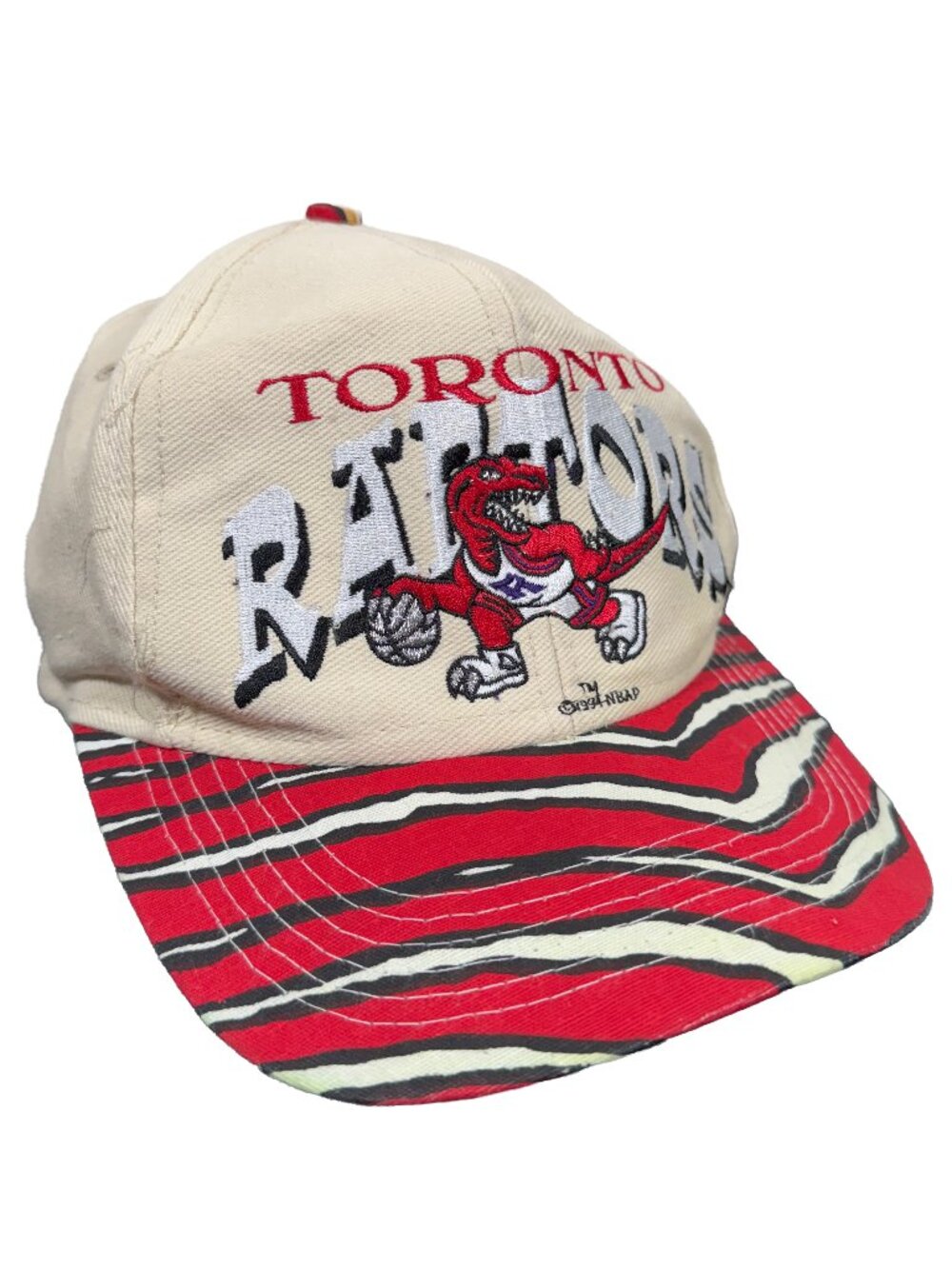 Vintage Toronto Raptors Zebra Stripe Brim Strapback Hat men's size OS